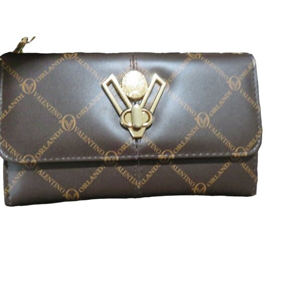 VALENTINO Orlandi Italian Leather Guitar Strap Crossbody Logo Embossed Wallet - Picture 3 of 10